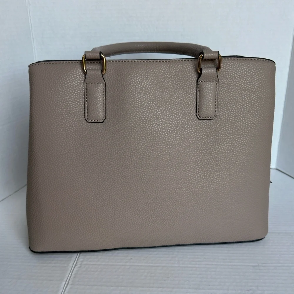 Mathew + Julian || beige EUC satchel / cross body Gold Accents